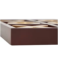 14" x 14" Brown Wooden Tic Tac Toe Game Set with Gold X & O Pieces