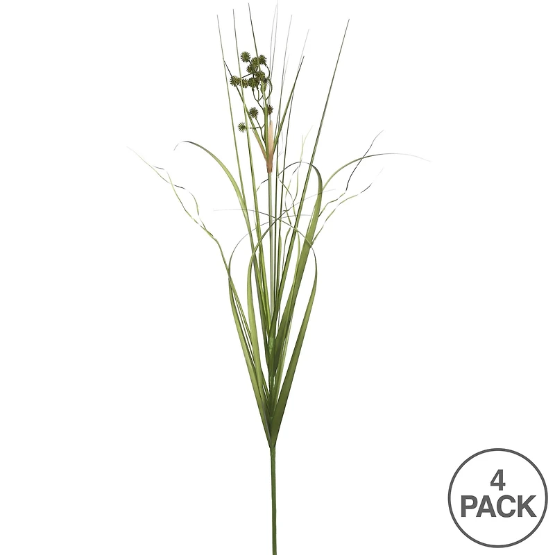 4 Pack: Green Grass With Pomp Balls Spray