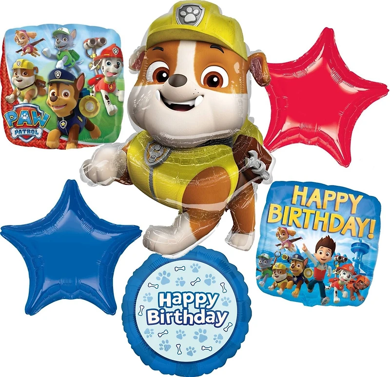 Paw Patrol™ Rubble Birthday 6-Piece Foil Balloon Bouquet