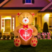 Glitzhome® 6ft. Lighted Valentine's Inflatable Bear with Heart Décor