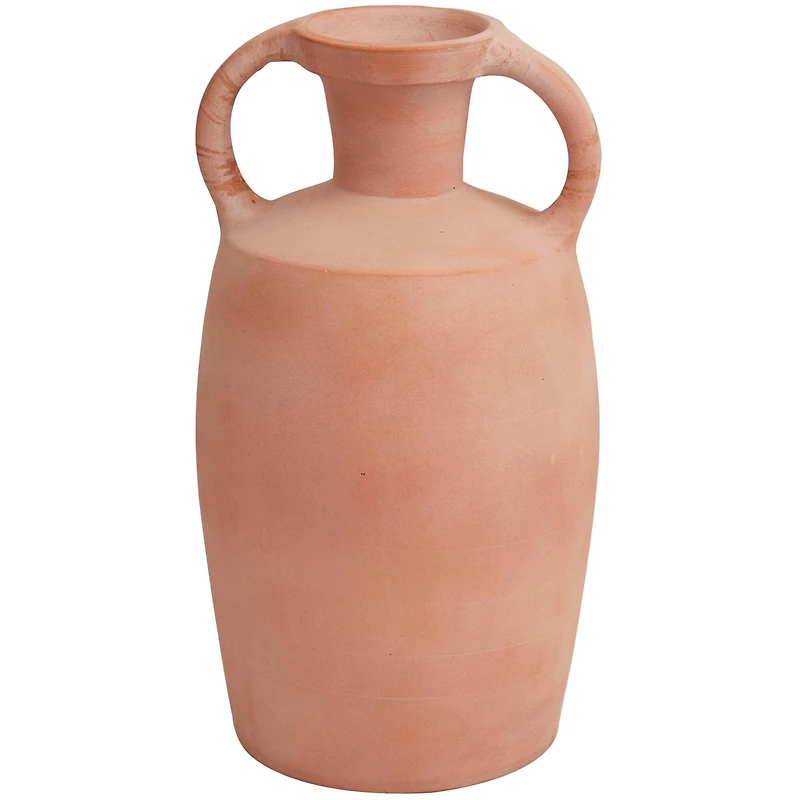 16" Orange Terracotta Jug Vase with Handles
