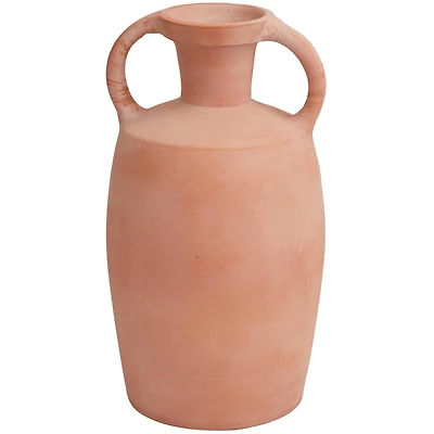 16" Orange Terracotta Jug Vase with Handles