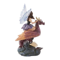 Fairy Riding Dragon Figurine With Light-Up Crystals 4.5" x 4" x 7.5"