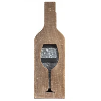 20" Rustic Wood & Metal Wine Rack with Handle