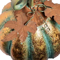 13" Orange & Green Autumn Pumpkin Tabletop Accent