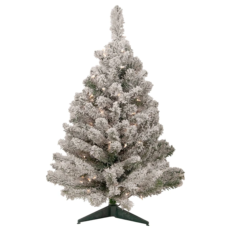 3ft. Pre-Lit Heavily Flocked Madison Pine Medium Artificial Christmas Tree, Clear Lights
