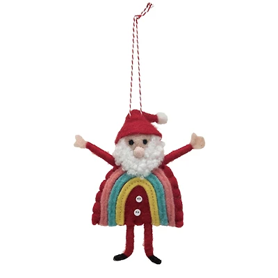 Hello Honey® 5.5" Handmade Wool Felt Rainbow Santa Ornament