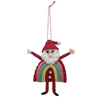 Hello Honey® 5.5" Handmade Wool Felt Rainbow Santa Ornament
