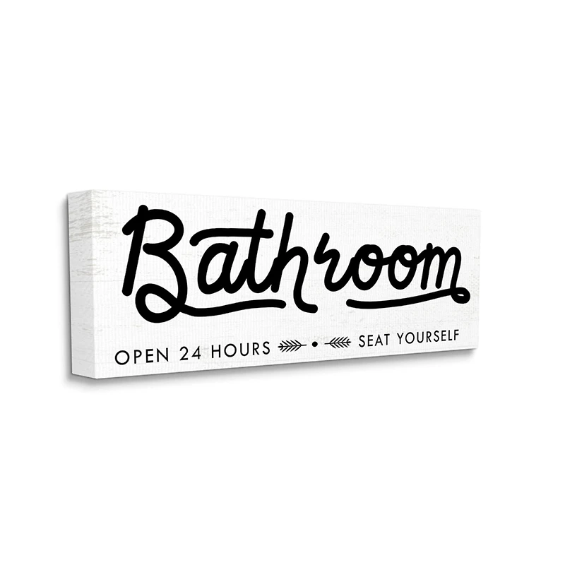 Stupell Industries Seat Yourself Bathroom Sign Minimal Canvas Wall Art