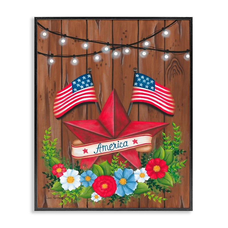 Stupell Industries Americana Country Garland Framed Giclee Art