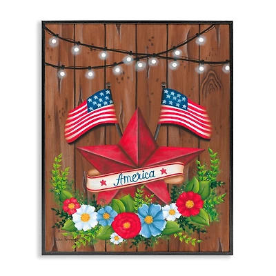 Stupell Industries Americana Country Garland Framed Giclee Art