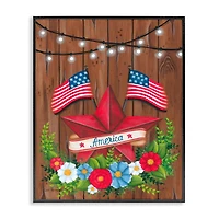 Stupell Industries Americana Country Garland Framed Giclee Art