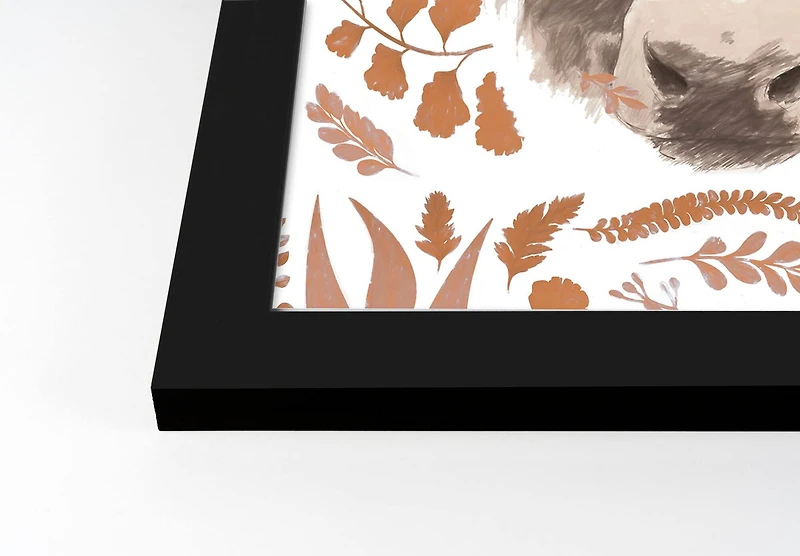 Fall Leaf Cow Black Framed Print Wall Art