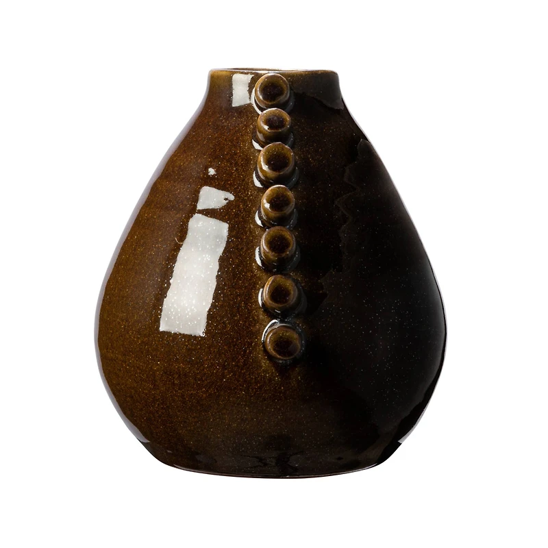 Hello Honey® 7" Brown Terra Cotta Vase with Hobnails