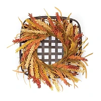 20" Orange Wreath & Wicker Wall Accent