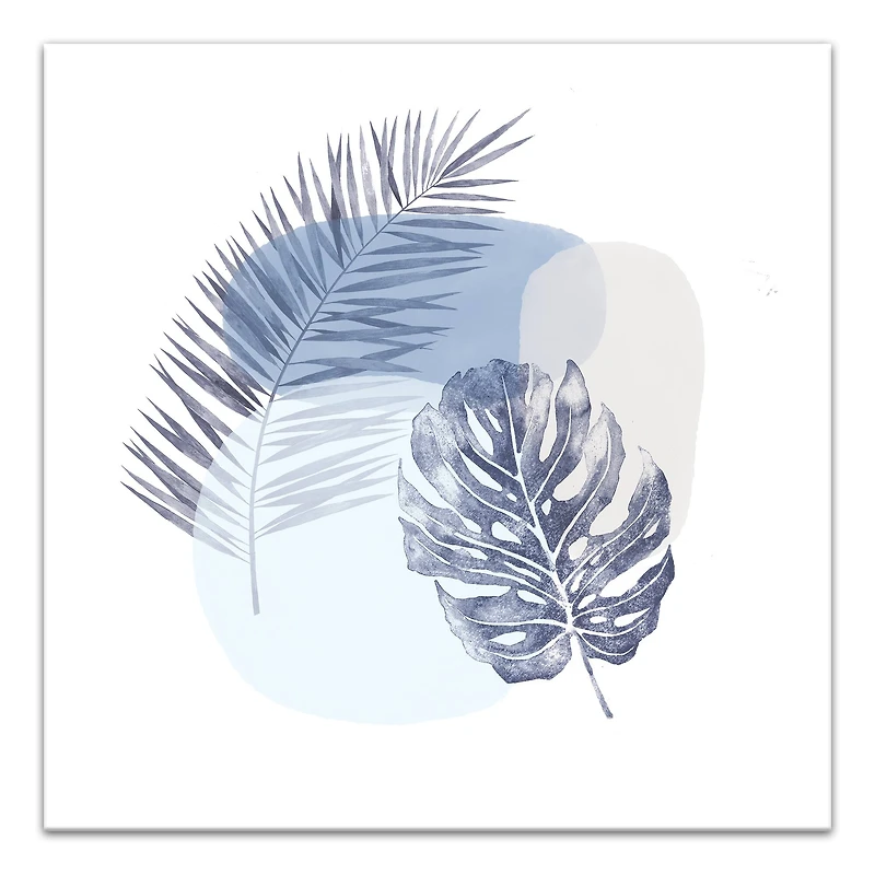 Blue Tropical Leaves Canvas Wall Art