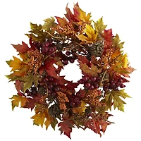 24" Orange & Brown Maple & Berry Wreath