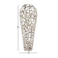 33" Silver Aluminum Contemporary Vase