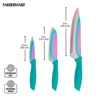 Farberware Rainbow Teal 3-Piece Chef Knife Set