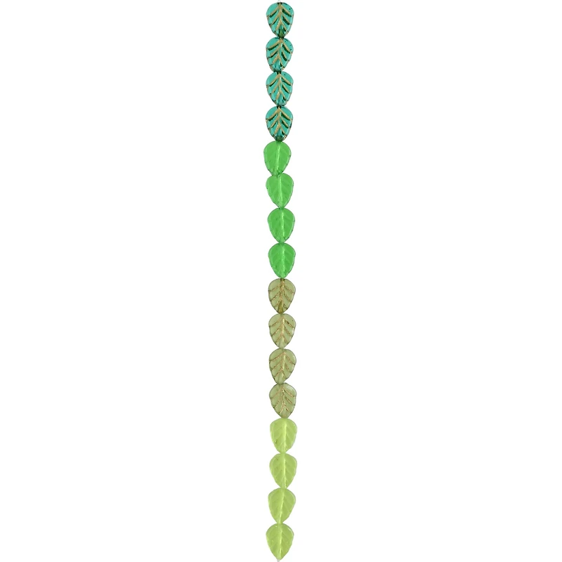 Green Czech Glass Leaf Beads, 10.5mm by Bead Landing™