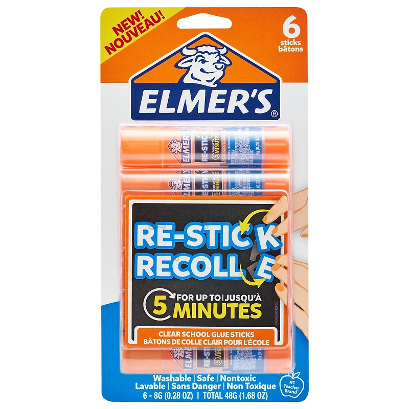 Elmer's® Re-Stick Clear School Glue Sticks, 6ct.