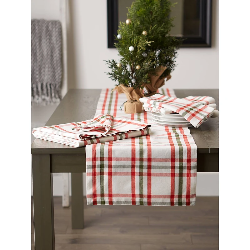 DII® 108" Jolly Tree Collection Nutcracker Plaid Table Runner