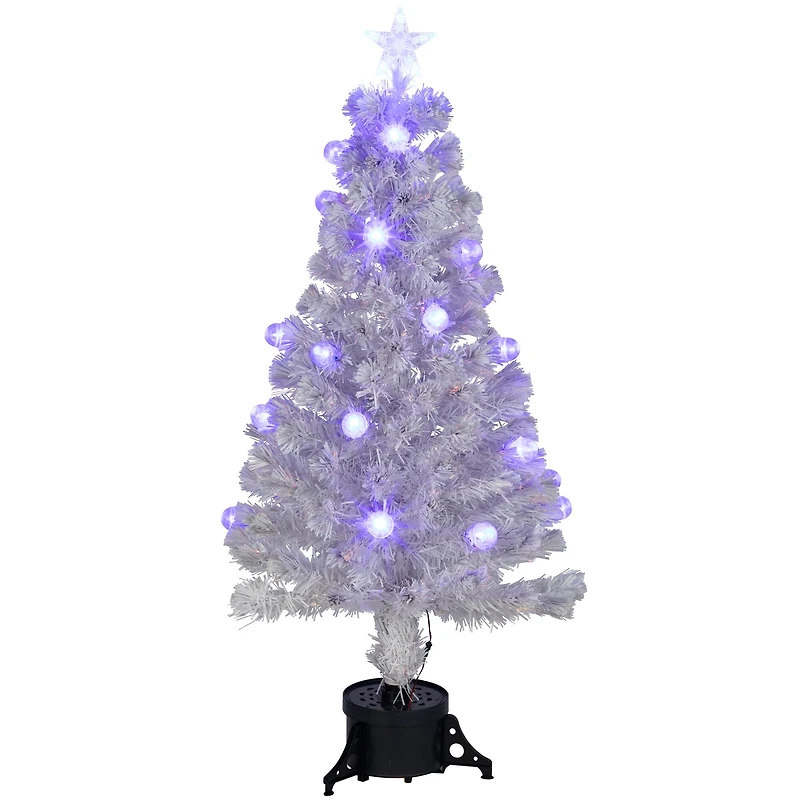 4ft. Pre-Lit Medium White Iridescent Fiber Optic Artificial Christmas Tree with Blue LED Lights