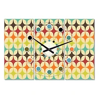 Designart Abstract Retro Geometric Pattern V Oversized Mid-Century Modern Multipanel Wall Clock