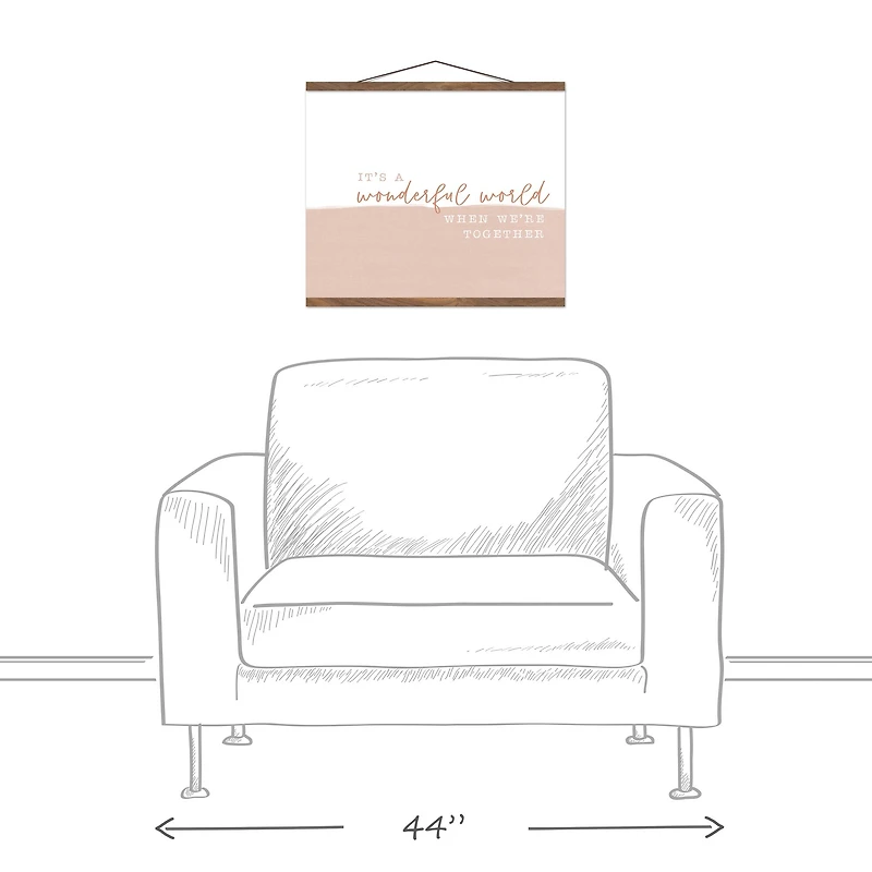 Wonderful World Together 20" x 16" Teak Hanging Canvas