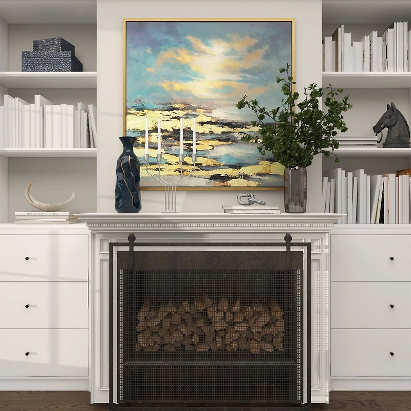 9" Gray Marble Geometric 2 Link Chain Sculpture Décor