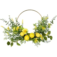 22" Yellow Lemon & Daisy Springtime Half Wreath