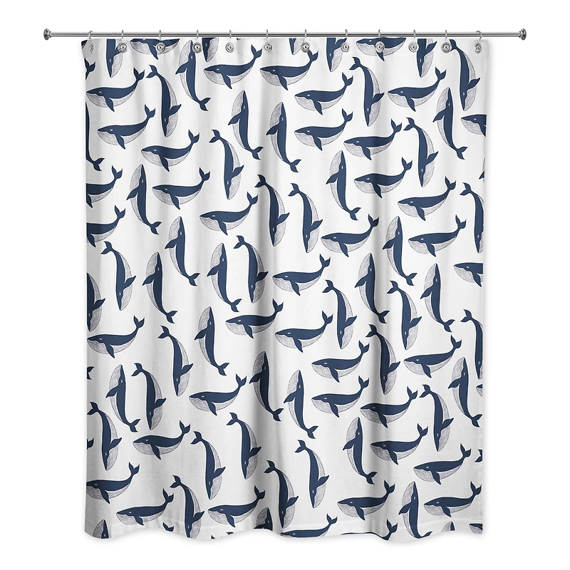 Whale Pattern 71" x 74" Shower Curtain