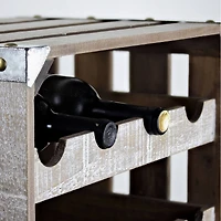 12" Whitewashed Rustic Wooden Wine Rack