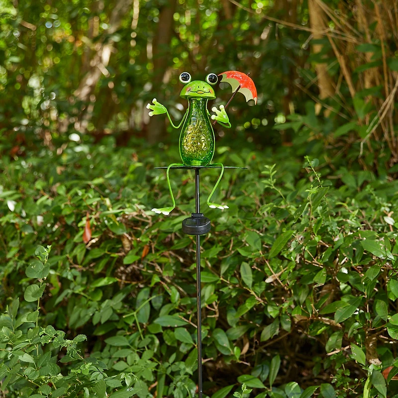 Glitzhome® 39" Solar Lighted Frog Garden Stake