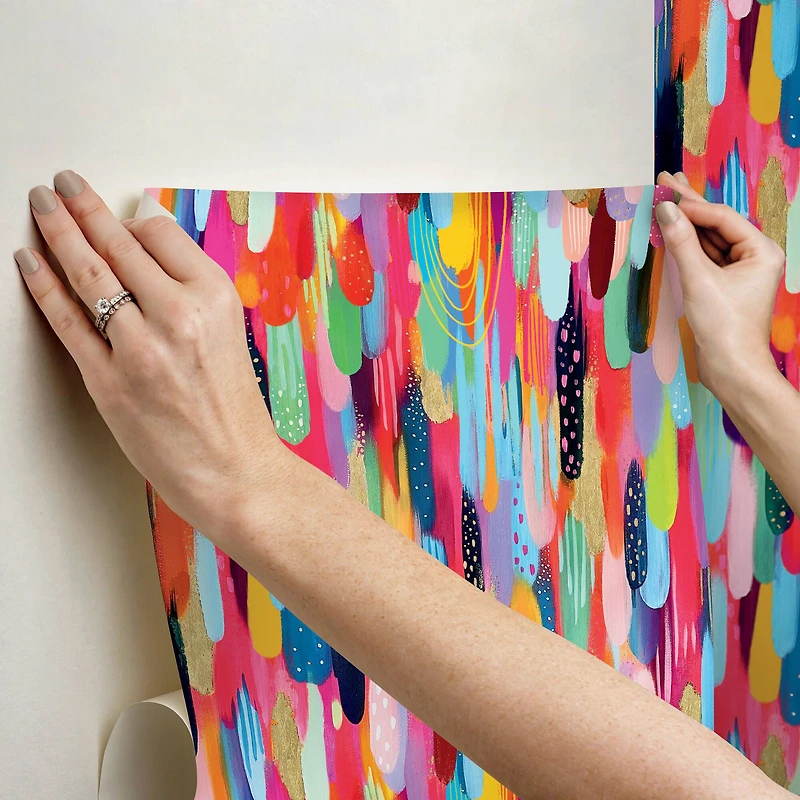 RoomMates Red Multi Brushstroke Peel & Stick Wallpaper