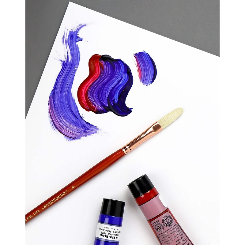 Connoisseur® White Hog Bristle Long Handle Long Filbert Brush