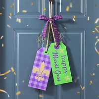 Glitzhome® 25.5" Happy Mardi Gras Day Wooden Bookmark Door Hanger
