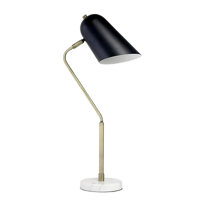 Lalia Home 24" Asymmetrical Marble and Metal Desk Lamp with Black Shade