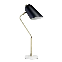 Lalia Home 24" Asymmetrical Marble and Metal Desk Lamp with Black Shade