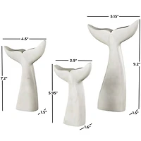 White Marble Whale Tail Sculpture Set
