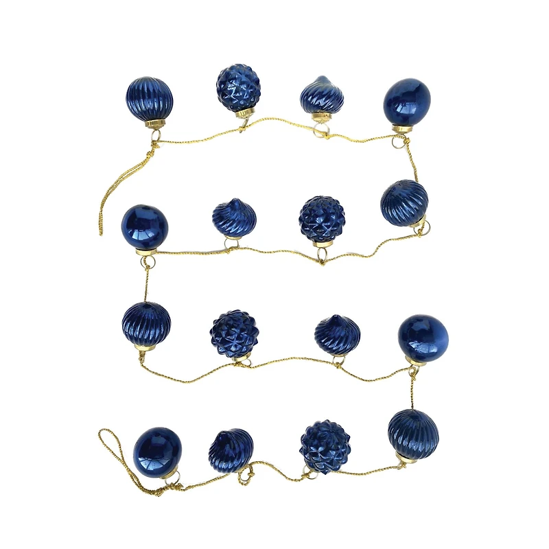 Hello Honey® 6ft. Dark Blue Embossed Mercury Glass Ornament Garland