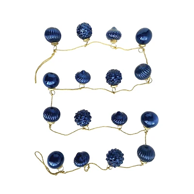 Hello Honey® 6ft. Dark Blue Embossed Mercury Glass Ornament Garland