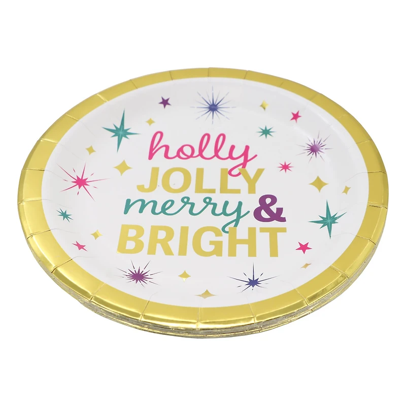 9" Holly Jolly Merry & Bright Paper Plates, 12ct. by Ashland®