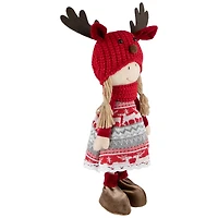 16'' Little Nordic Girl in Moose Antler Hat Christmas Figure