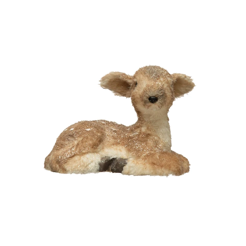 Hello Honey® 9" Tan Faux Fur Lying Fawn with Glitter