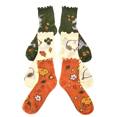 Peanuts® Snoopy 3 Pair Adult Ruffled Quarter Crew Sock Set