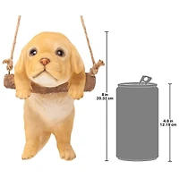 Design Toscano 8" Yellow Lab Puppy on a Perch Hanging Dog Sculpture