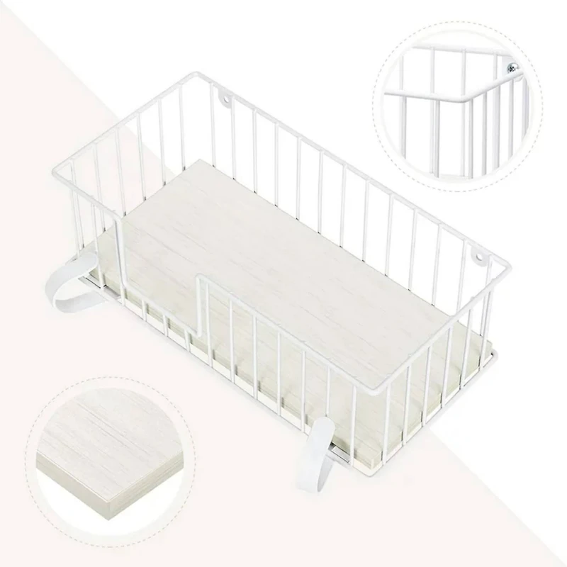 NEX™ White Wall-Mounted Y-Leg Ironing Board Hanger with Storage Basket