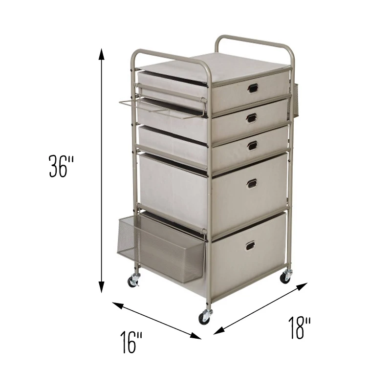 Honey Can Do Taupe Wrapping Paper Storage Cart with Wheels