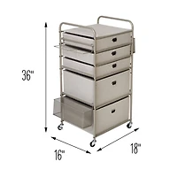 Honey Can Do Taupe Wrapping Paper Storage Cart with Wheels